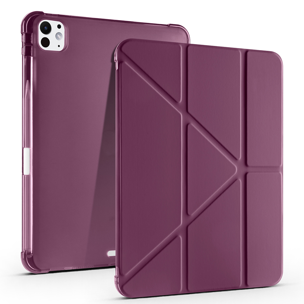 iPad Uyumlu Air 11 2025 M3 Kılıf Zore Tri Folding Kalem Bölmeli Standlı Kılıf-Koyu mor