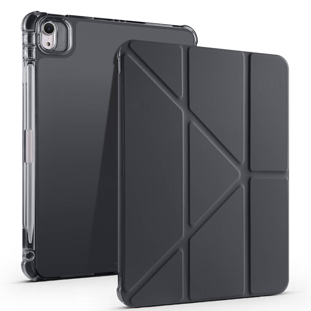 iPad Uyumlu Air 11 2025 M3 Kılıf Zore Tri Folding Kalem Bölmeli Standlı Kılıf-Siyah