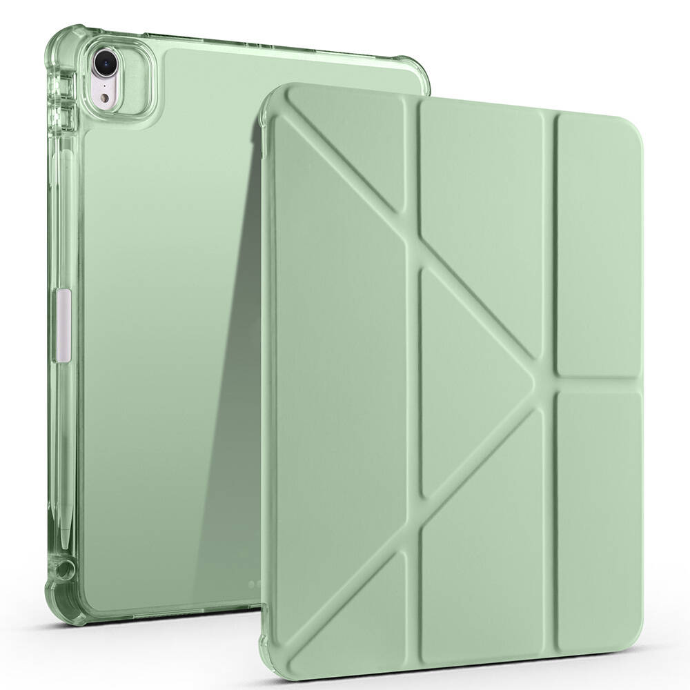 iPad Uyumlu Air 11 2025 M3 Kılıf Zore Tri Folding Kalem Bölmeli Standlı Kılıf-Yeşil