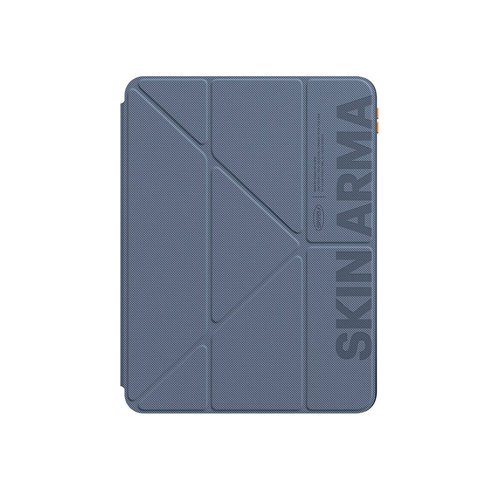 iPad Uyumlu Air 11 2025 M3 Kılıf SkinArma Kabartma Baskı Tasarımlı 360 Tam Koruma Arkası Şeffaf Standlı Gamma Kılıf-Mavi açık