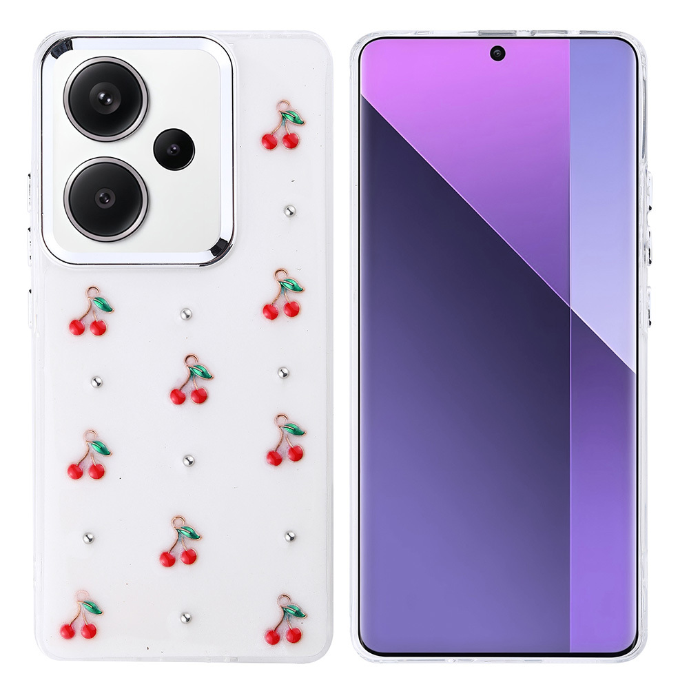 Xiaomi Uyumlu  Redmi Note 13 Pro Plus 5G Kılıf Airbag Tasarımlı Simli Şeffaf Zore Kutup Kapak-Kiraz