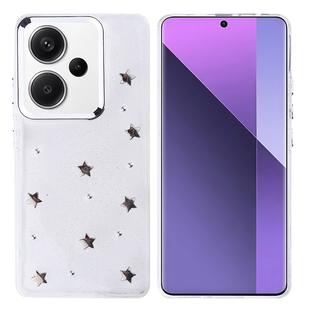 Xiaomi Uyumlu  Redmi Note 13 Pro Plus 5G Kılıf Airbag Tasarımlı Simli Şeffaf Zore Kutup Kapak-Yıldız