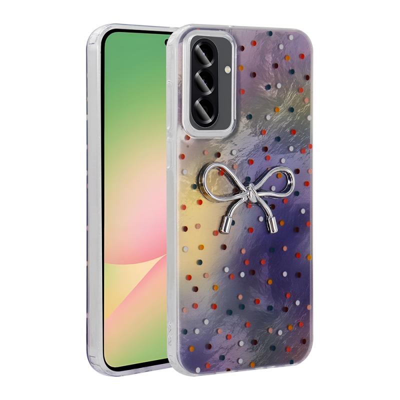 Galaxy Uyumlu A36 Kılıf Kamera Korumalı Figürlü Zore Ponti Silikon Kapak-Lila