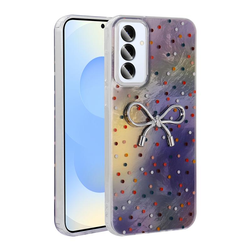 Galaxy Uyumlu S25 Plus Kılıf Kamera Korumalı Figürlü Zore Ponti Silikon Kapak-Lila