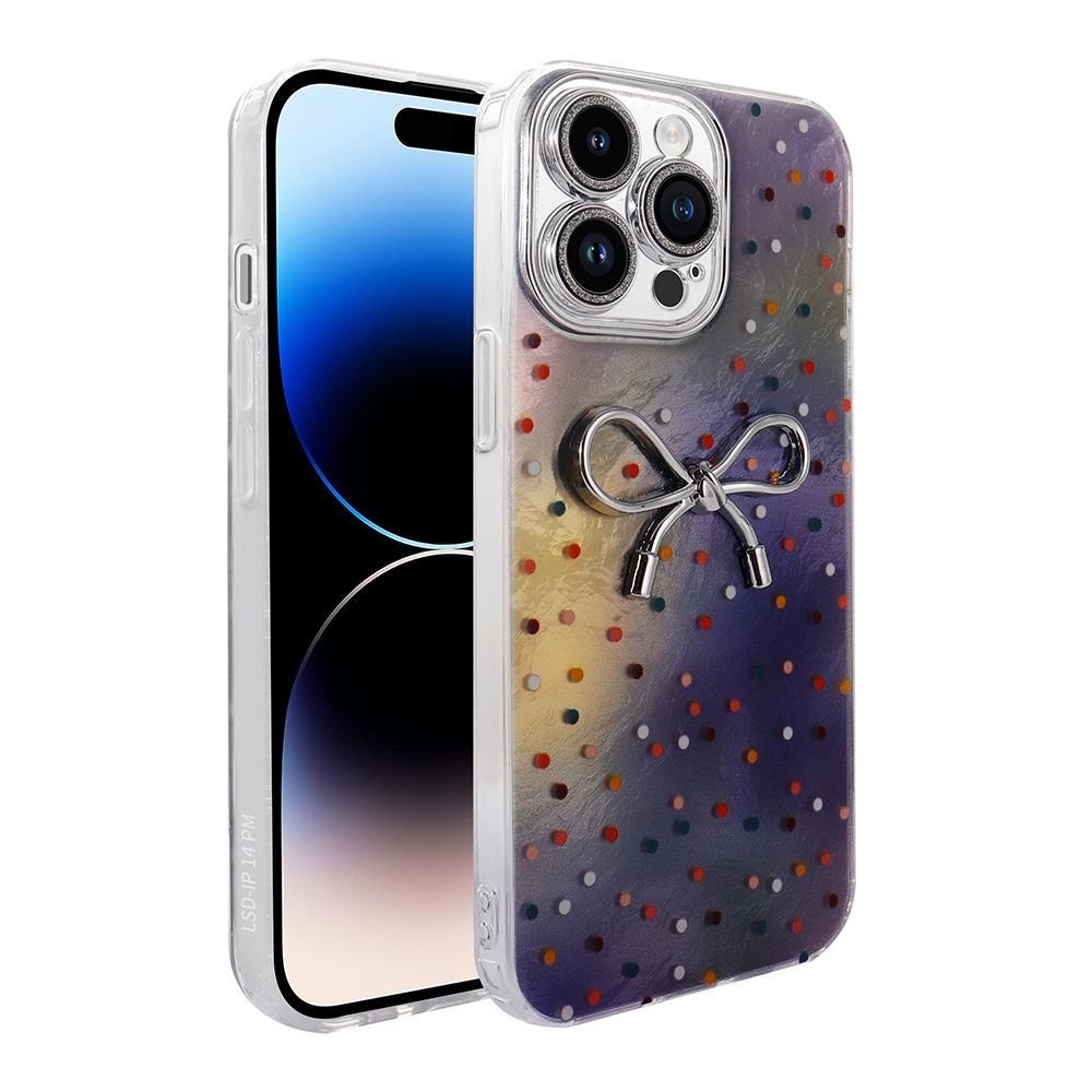 iPhone Uyumlu 14 Pro Max Kılıf Kamera Korumalı Figürlü Zore Ponti Silikon Kapak-Lila