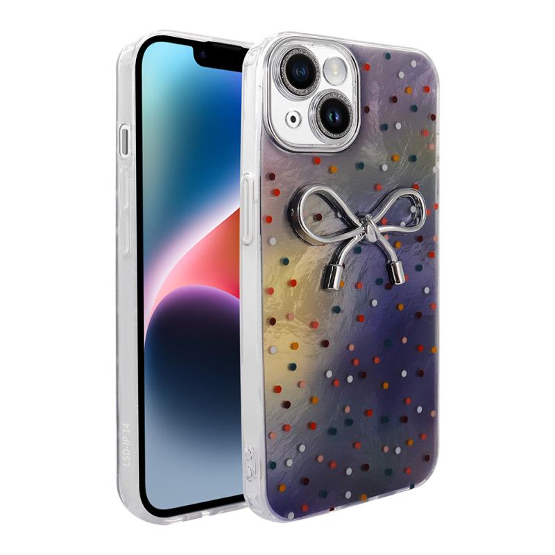 iPhone Uyumlu 15 Kılıf Kamera Korumalı Figürlü Zore Ponti Silikon Kapak-Lila
