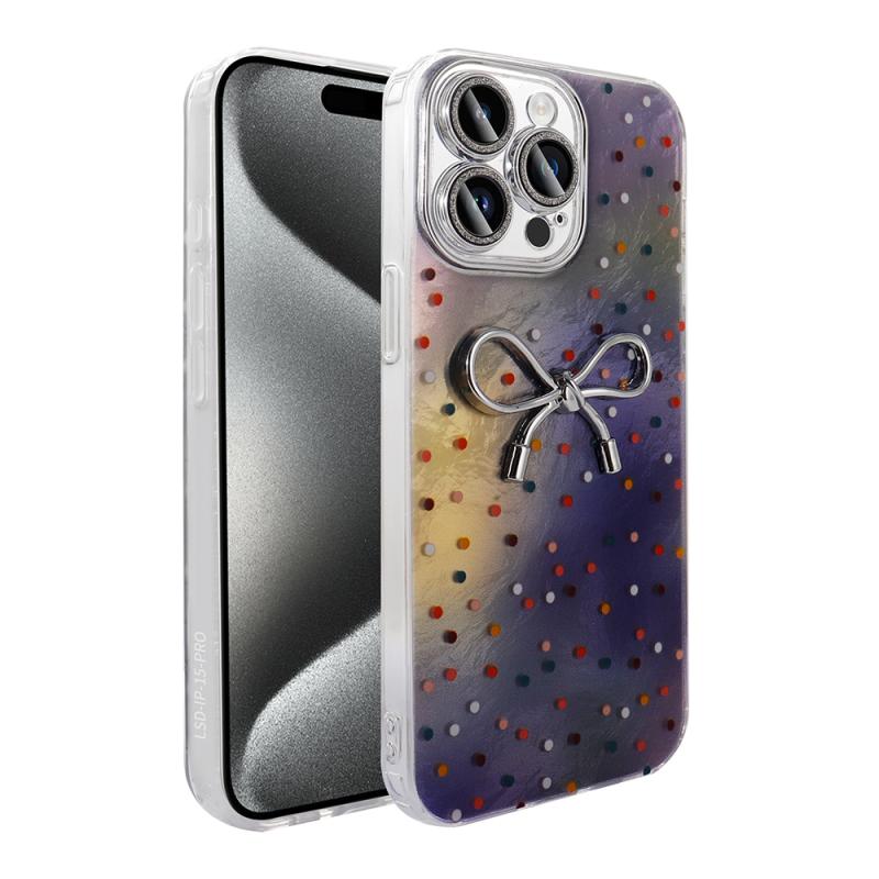 iPhone Uyumlu 15 Pro Max Kılıf Kamera Korumalı Figürlü Zore Ponti Silikon Kapak-Lila