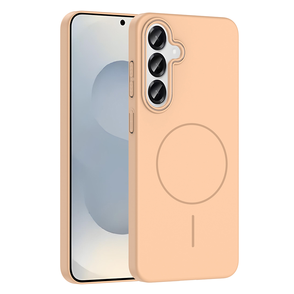 Galaxy Uyumlu S25 Plus Kılıf M-safe Şarj Özellikli Zore Ruby Sert Kapak-Desert titanyum
