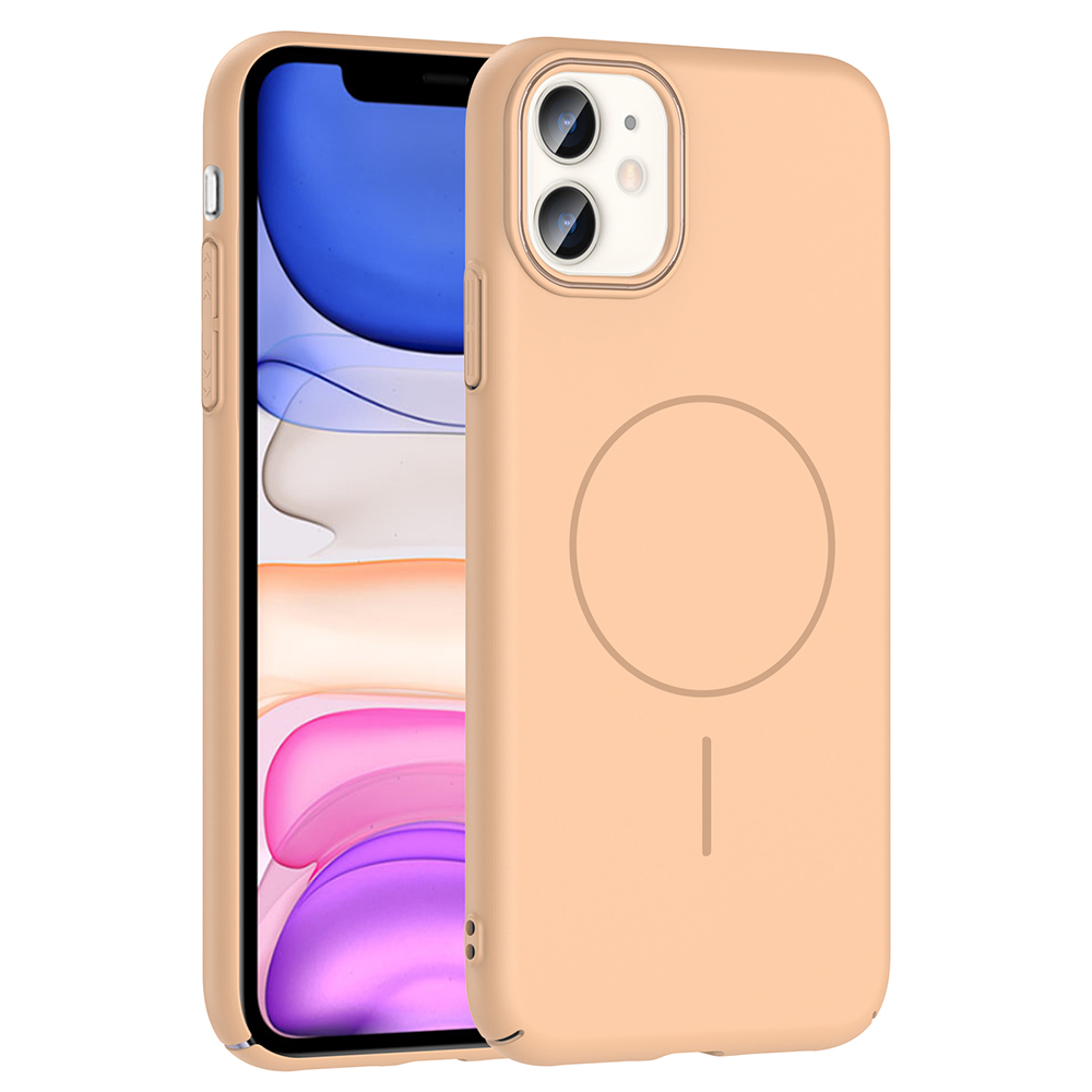iPhone Uyumlu 11 Kılıf M-safe Şarj Özellikli Zore Ruby Sert Kapak-Desert titanyum