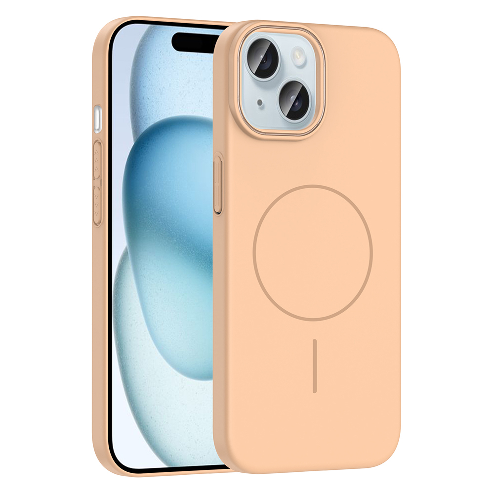 iPhone Uyumlu 15 Kılıf M-safe Şarj Özellikli Zore Ruby Sert Kapak-Desert titanyum