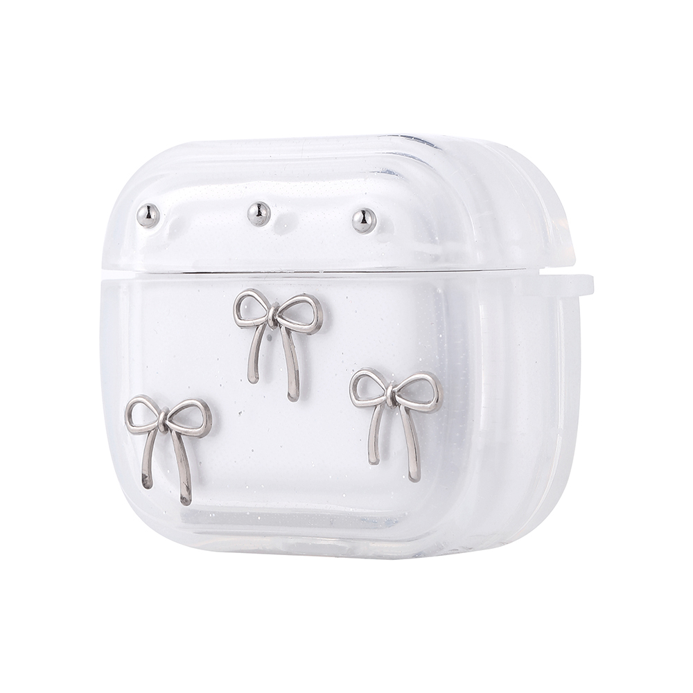 Airpods Uyumlu 3. Nesil Zore Airbag 44 Airbag Tasarımlı Simli Şeffaf Kutup Kılıf-Fiyonk