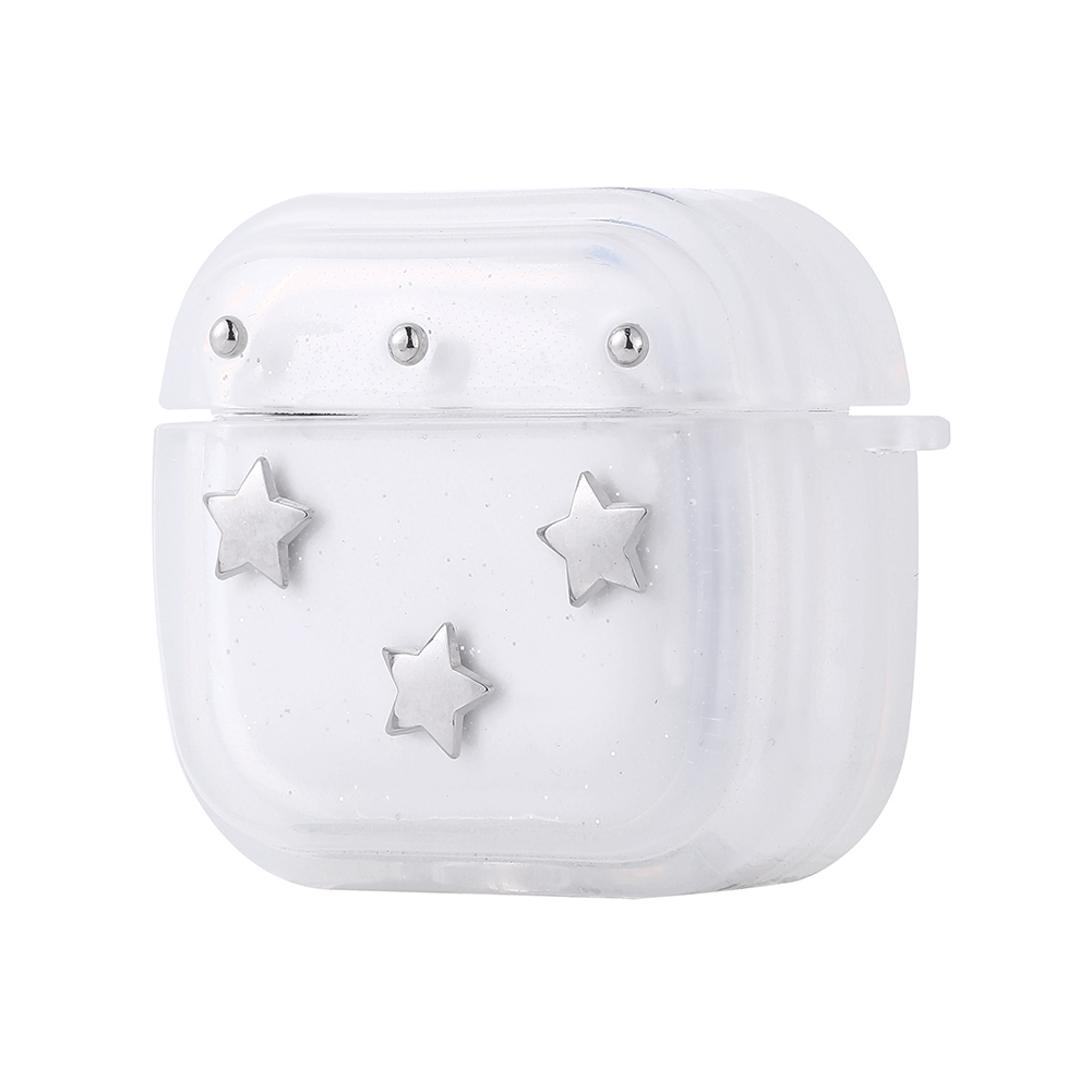 Airpods Uyumlu 4 Zore Airbag 44 Airbag Tasarımlı Simli Şeffaf Kutup Kılıf-Yıldız