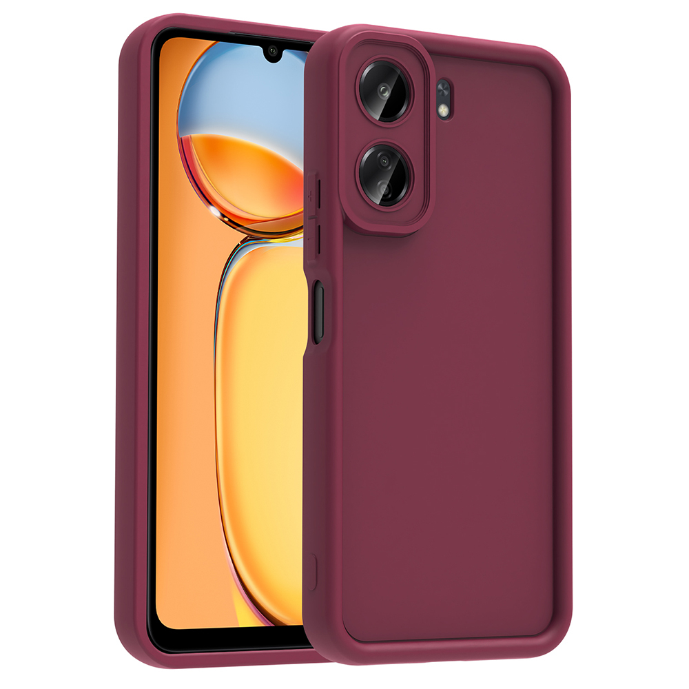 Xiaomi Uyumlu  Redmi 13C Kılıf Kamera Korumalı Zore Ananas Kapak-Mürdüm