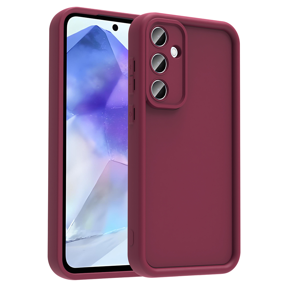 Galaxy Uyumlu A56 Kılıf Kamera Korumalı Zore Ananas Kapak-Mürdüm