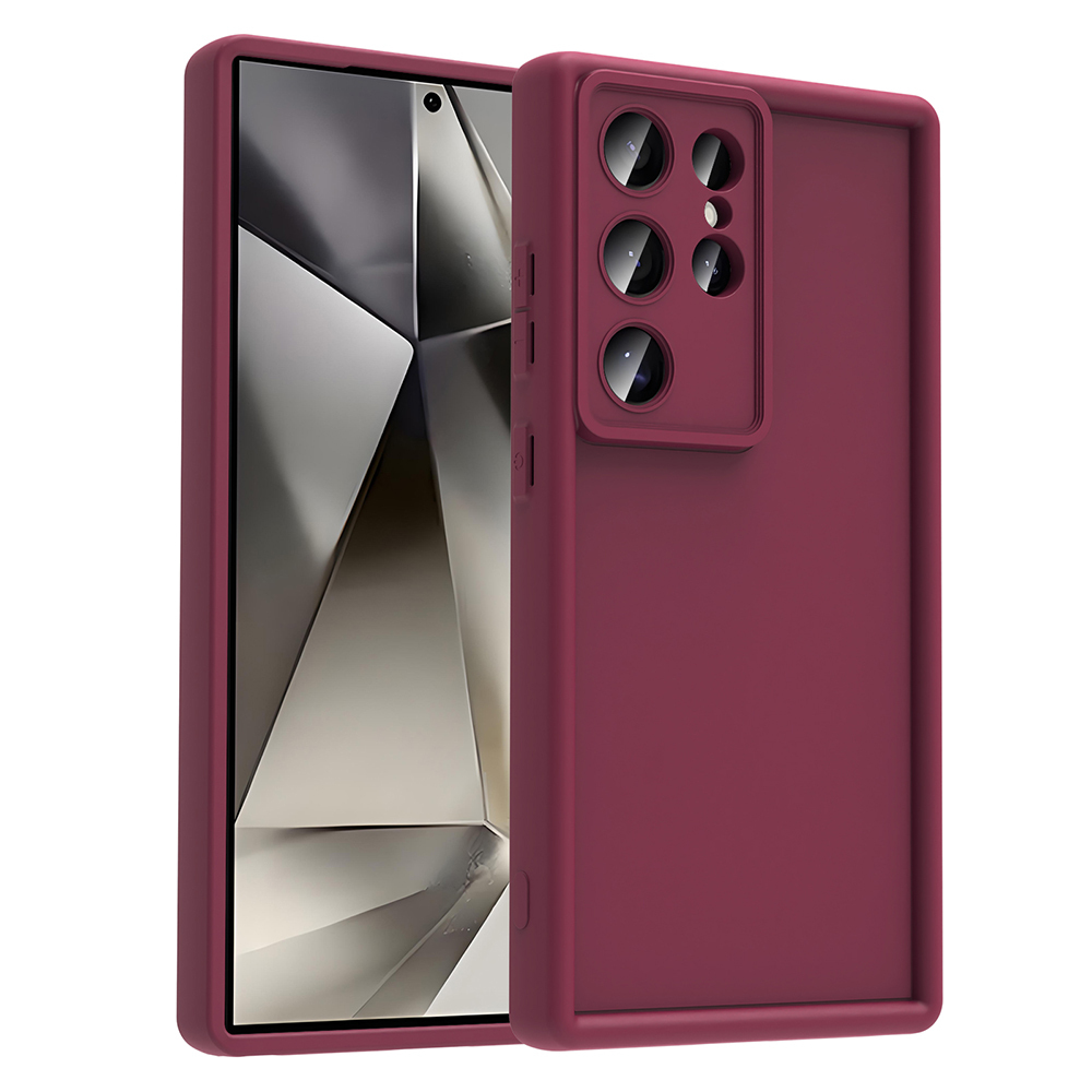 Galaxy Uyumlu S24 Ultra Kılıf Kamera Korumalı Zore Ananas Kapak-Mürdüm