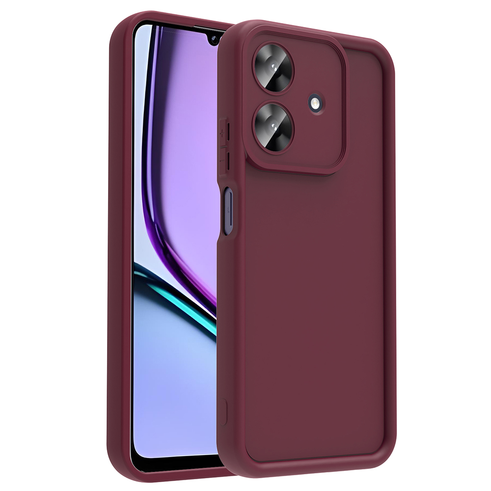Realme Note 60 Kılıf Kamera Korumalı Zore Ananas Kapak-Mürdüm