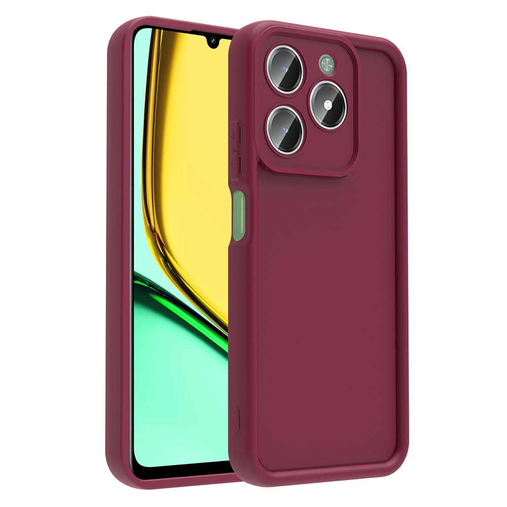 Realme C61 Kılıf Kamera Korumalı Zore Ananas Kapak-Mürdüm