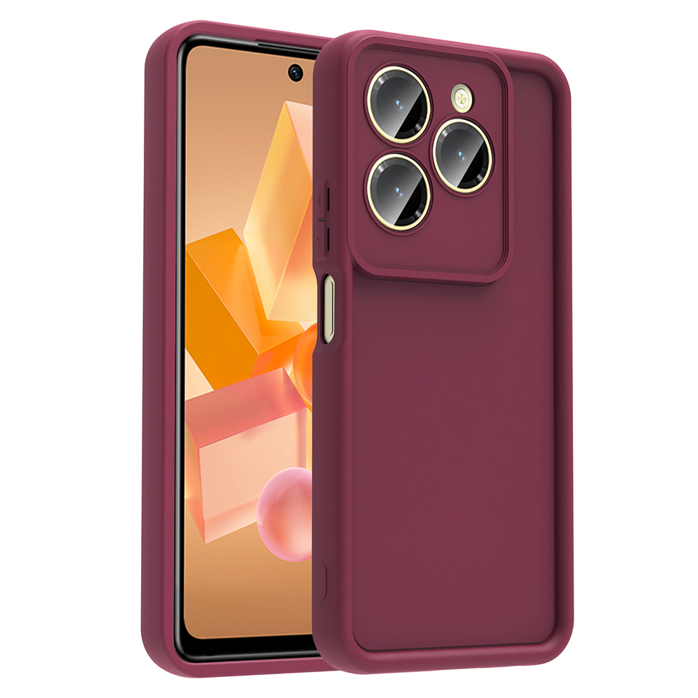 İnfinix Hot 40 Pro Kılıf Kamera Korumalı Zore Ananas Kapak-Mürdüm