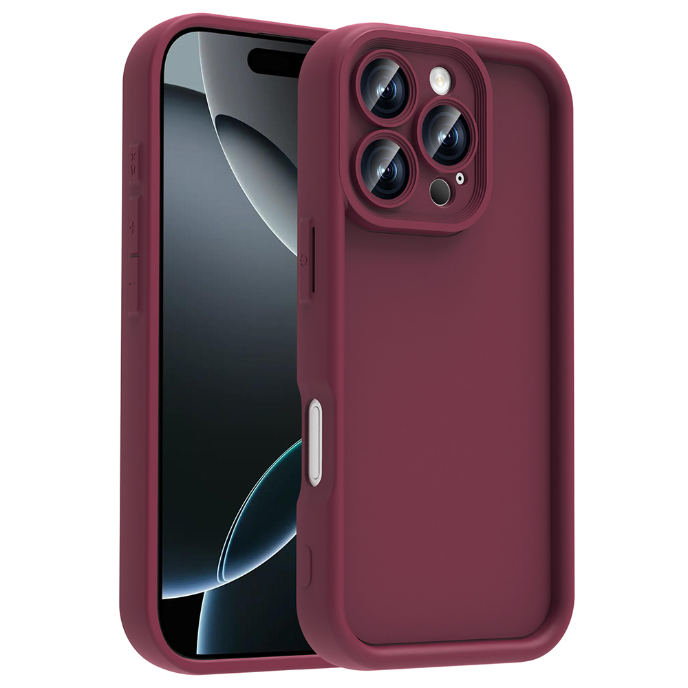 iPhone Uyumlu 16 Pro Max Kılıf Kamera Korumalı Zore Ananas Kapak-Mürdüm