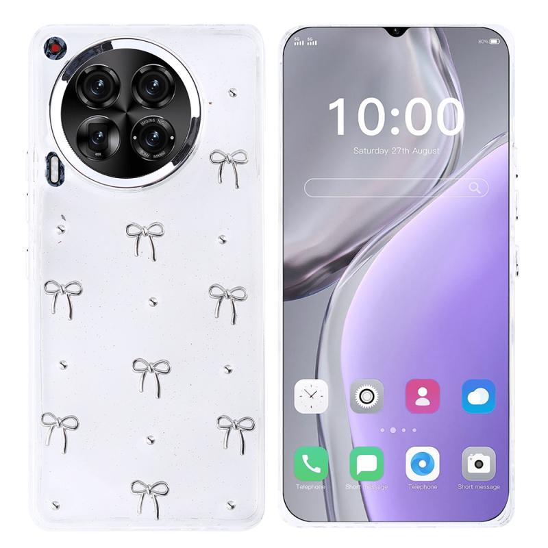 Tecno Camon 30 4G Kılıf Airbag Tasarımlı Simli Şeffaf Zore Kutup Kapak-Fiyonk