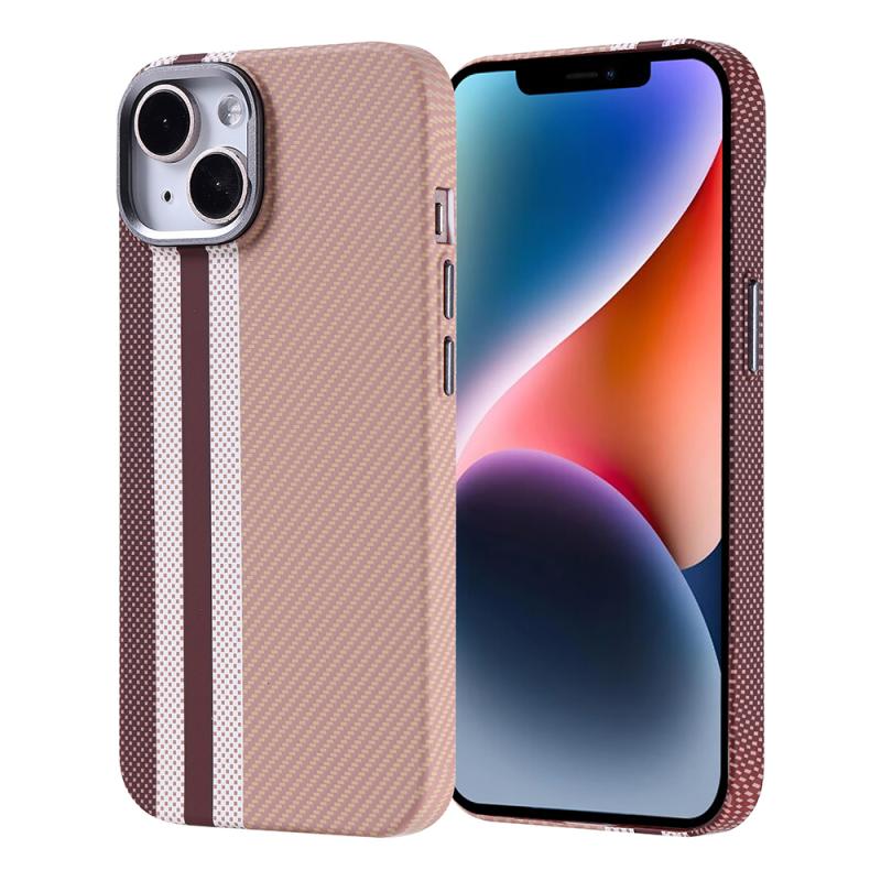 iPhone Uyumlu 14 Kılıf M-safe Şarj Özellikli Karbon Fiber Görünümlü Zore Nekst Kapak-Gold