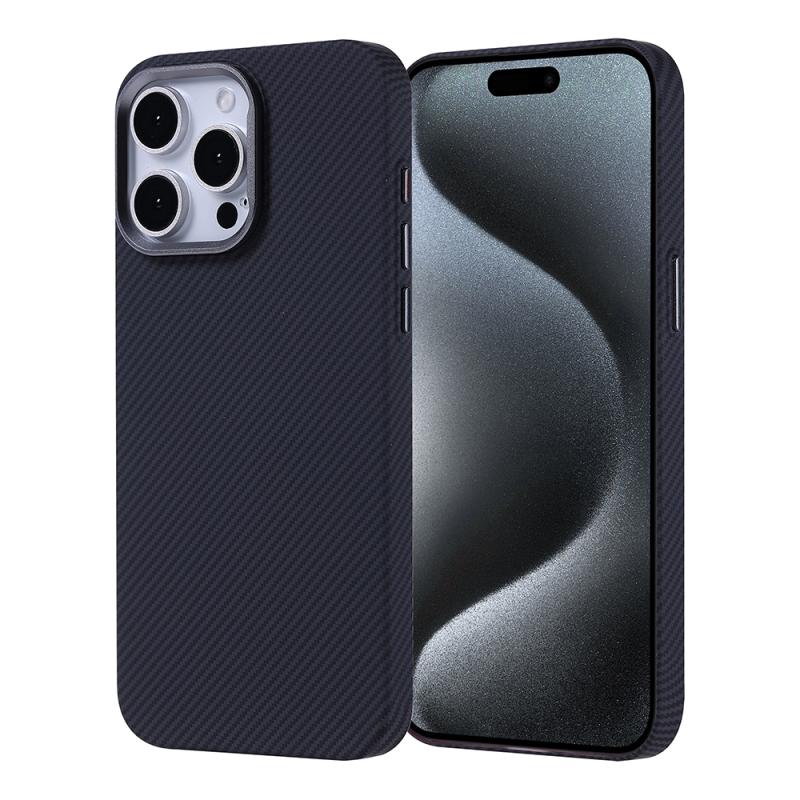 iPhone Uyumlu 15 Pro Kılıf M-safe Şarj Özellikli Karbon Fiber Görünümlü Zore Nekst Kapak