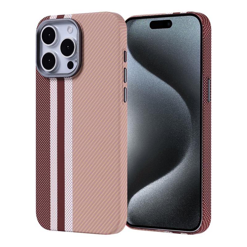 iPhone Uyumlu 15 Pro Max Kılıf M-safe Şarj Özellikli Karbon Fiber Görünümlü Zore Nekst Kapak-Gold