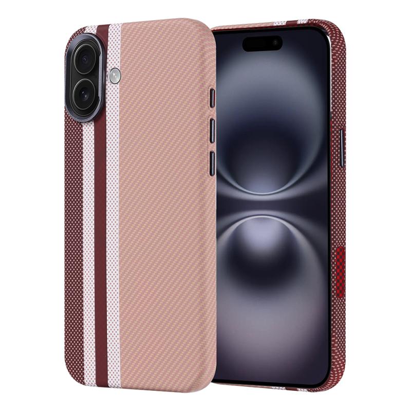 iPhone Uyumlu 16 Plus Kılıf M-safe Şarj Özellikli Karbon Fiber Görünümlü Zore Nekst Kapak-Gold
