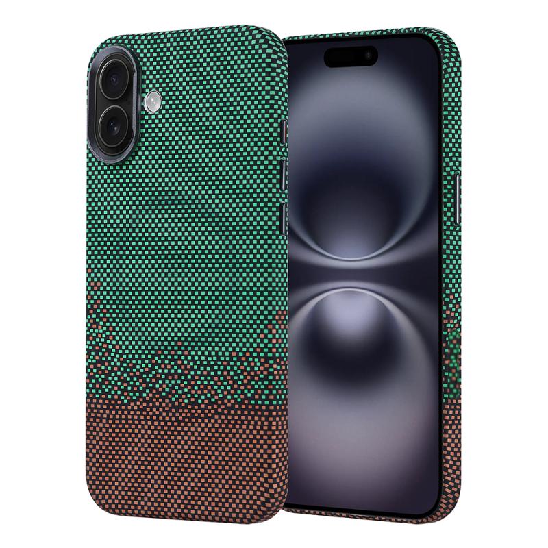 iPhone Uyumlu 16 Plus Kılıf M-safe Şarj Özellikli Karbon Fiber Görünümlü Zore Nekst Kapak-Yeşil