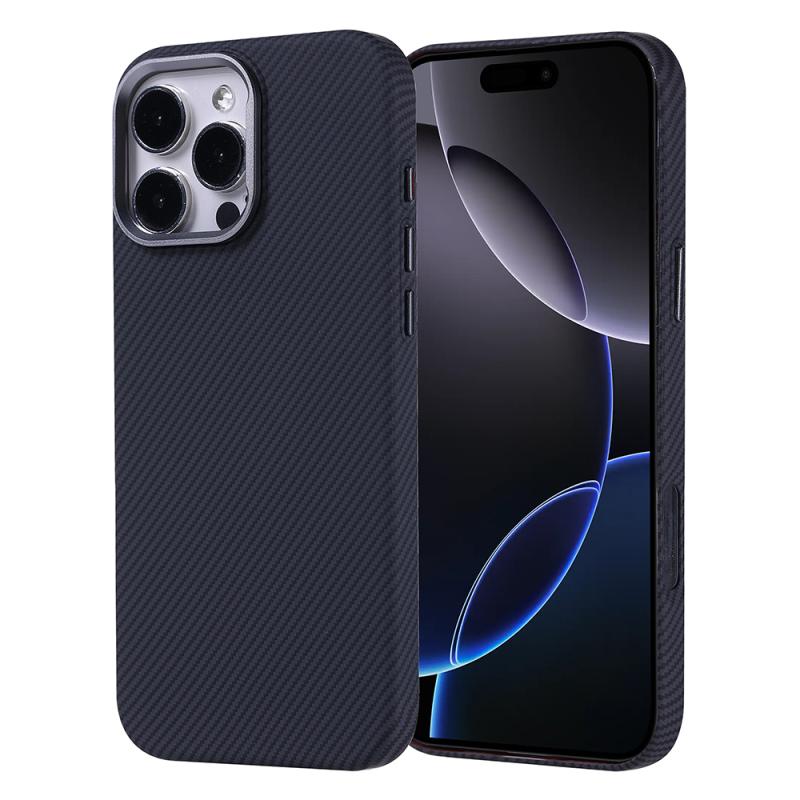 iPhone Uyumlu 16 Pro Max Kılıf M-safe Şarj Özellikli Karbon Fiber Görünümlü Zore Nekst Kapak