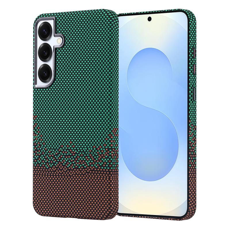 Galaxy Uyumlu S24 Plus Kılıf M-safe Şarj Özellikli Karbon Fiber Görünümlü Zore Nekst Kapak-Yeşil