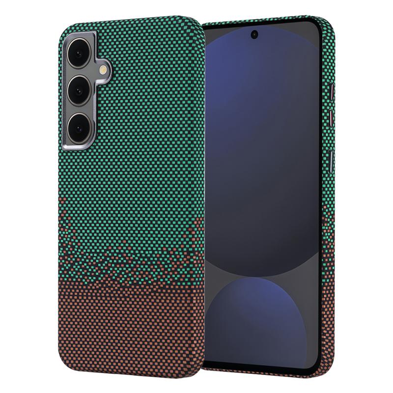 Galaxy Uyumlu S24 FE Kılıf M-safe Şarj Özellikli Karbon Fiber Görünümlü Zore Nekst Kapak-Yeşil