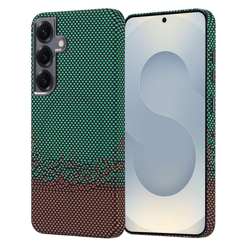 Galaxy Uyumlu S25 Kılıf M-safe Şarj Özellikli Karbon Fiber Görünümlü Zore Nekst Kapak-Yeşil
