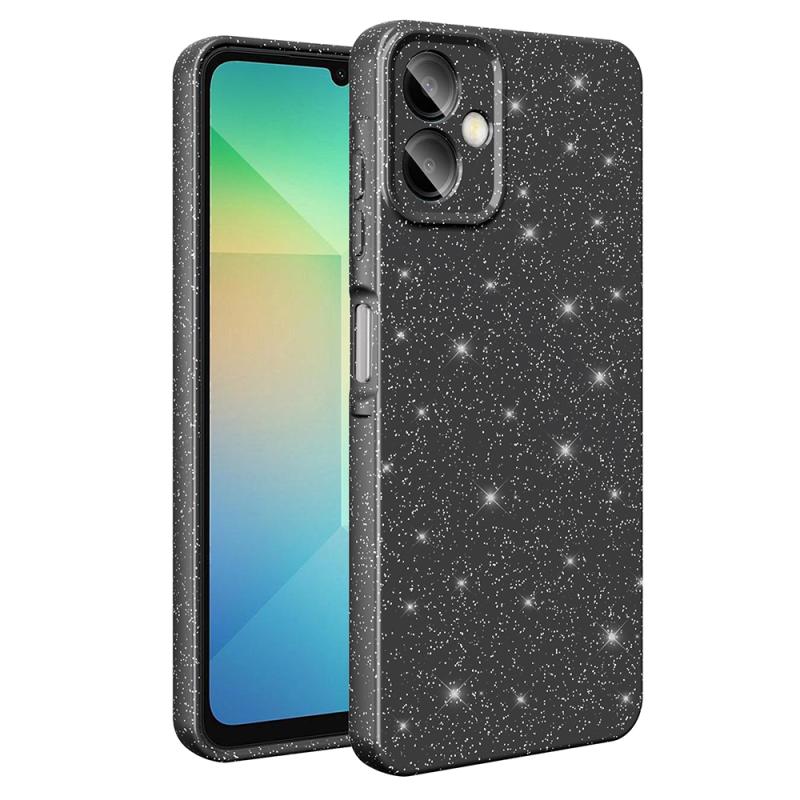 Galaxy Uyumlu A06 Kılıf Kamera Korumalı Simli Lüks Zore Koton Kapak-Siyah