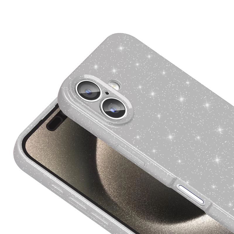 iPhone Uyumlu 16 Kılıf Kamera Korumalı Simli Lüks Zore Koton Kapak