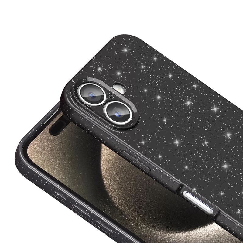 iPhone Uyumlu 16 Plus Kılıf Kamera Korumalı Simli Lüks Zore Koton Kapak