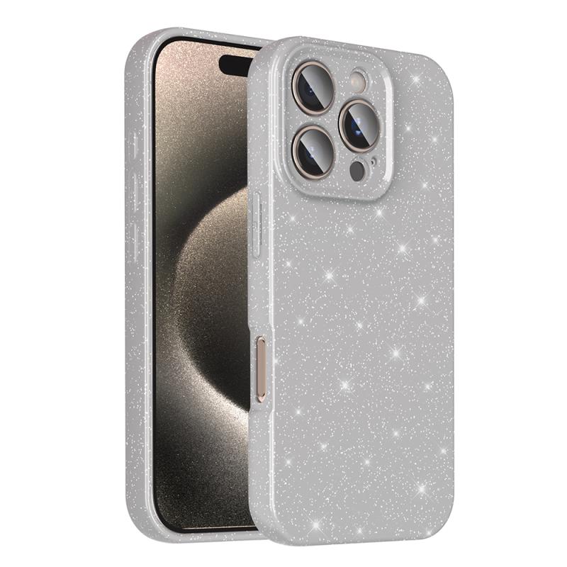 iPhone Uyumlu 16 Pro Kılıf Kamera Korumalı Simli Lüks Zore Koton Kapak