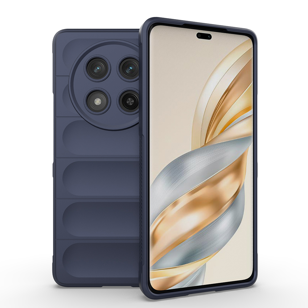 Honor Magic 7 Lite Kılıf Esnek TPU Oyuklu Arka Yüzey Tasarımlı Zore Etnik Silikon Kapak-Lacivert