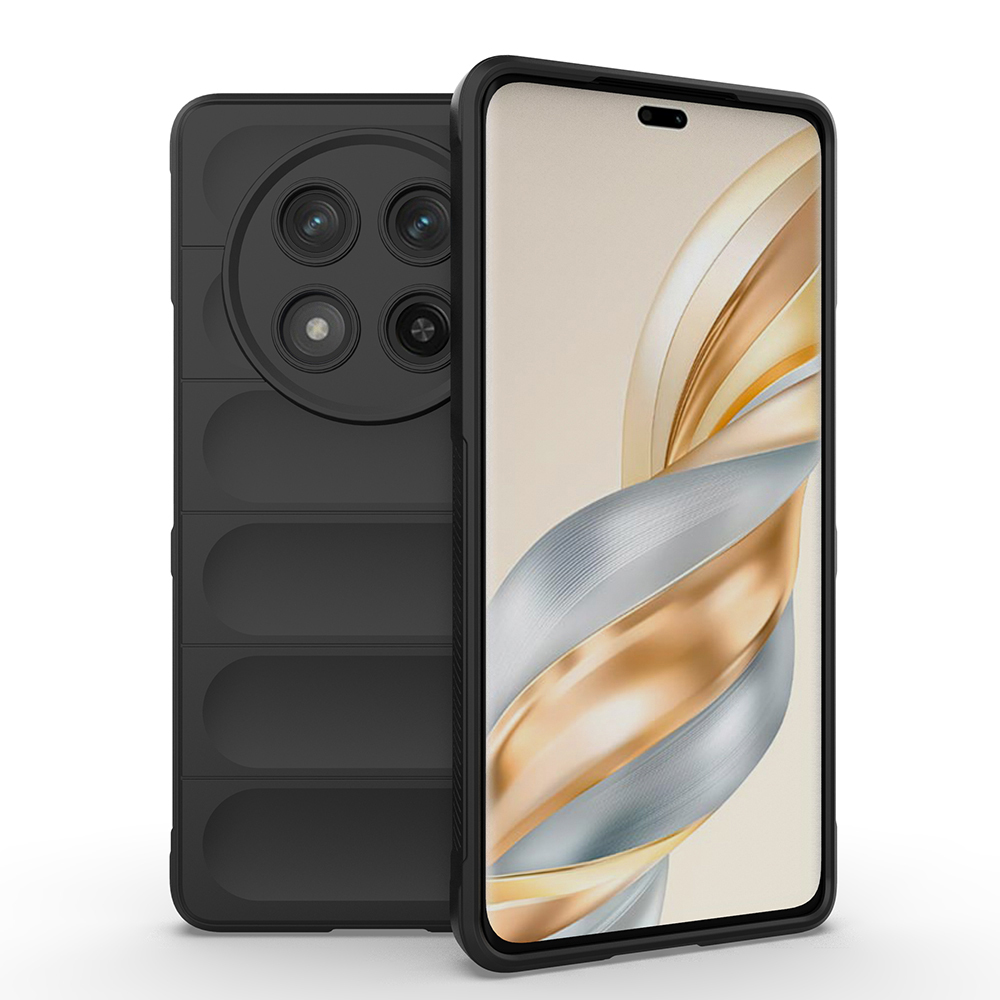 Honor Magic 7 Lite Kılıf Esnek TPU Oyuklu Arka Yüzey Tasarımlı Zore Etnik Silikon Kapak-Siyah