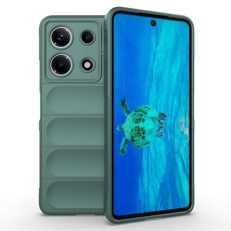 İnfinix Note 30 4G Kılıf Esnek TPU Oyuklu Arka Yüzey Tasarımlı Zore Etnik Silikon Kapak-Koyu yeşil