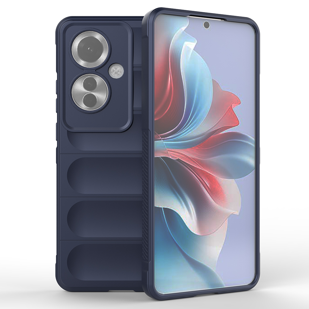 Oppo Reno 11F 5G Kılıf Esnek TPU Oyuklu Arka Yüzey Tasarımlı Zore Etnik Silikon Kapak-Lacivert