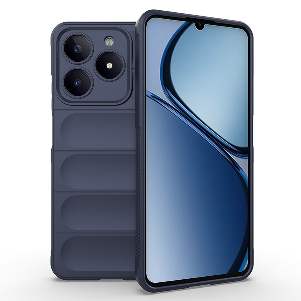 Realme C61 Kılıf Esnek TPU Oyuklu Arka Yüzey Tasarımlı Zore Etnik Silikon Kapak-Lacivert