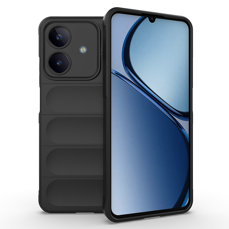 Realme Note 60 Kılıf Esnek TPU Oyuklu Arka Yüzey Tasarımlı Zore Etnik Silikon Kapak-Siyah
