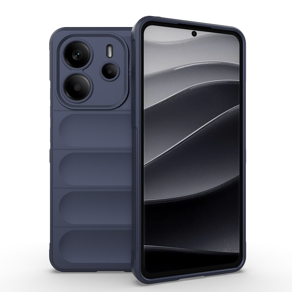 Xiaomi Uyumlu  Redmi Note 14 4G Kılıf Esnek TPU Oyuklu Arka Yüzey Tasarımlı Zore Etnik Silikon Kapak-Lacivert