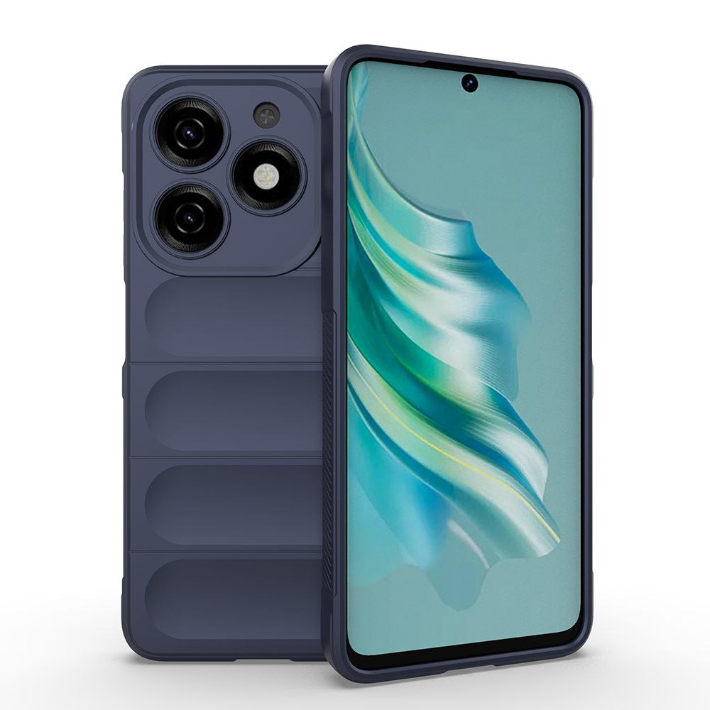 İnfinix Hot 40i Kılıf Esnek TPU Oyuklu Arka Yüzey Tasarımlı Zore Etnik Silikon Kapak-Lacivert