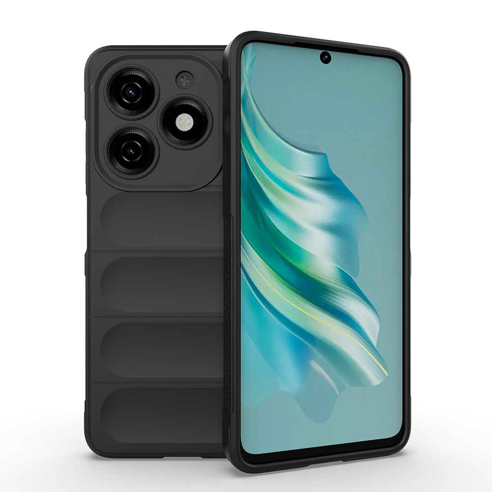 İnfinix Hot 40i Kılıf Esnek TPU Oyuklu Arka Yüzey Tasarımlı Zore Etnik Silikon Kapak-Siyah