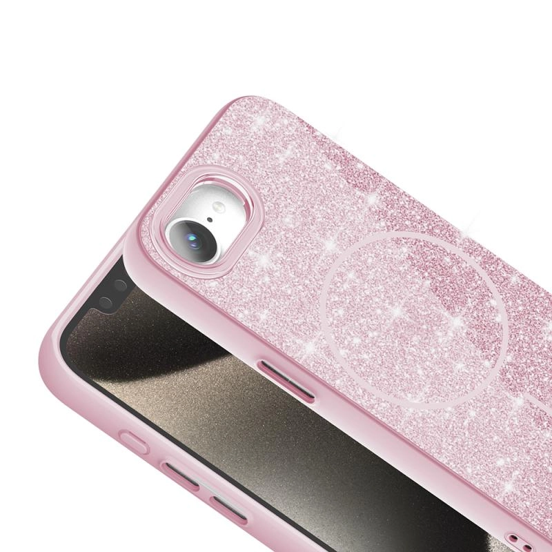 iPhone Uyumlu 16E Kılıf M-safe Şarj Özellikli Parlayan Simli Zore Okso Kapak