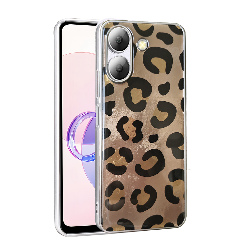 Xiaomi Uyumlu  Redmi 13C Kılıf Desenli Zore Mep Kapak-Gold leopar