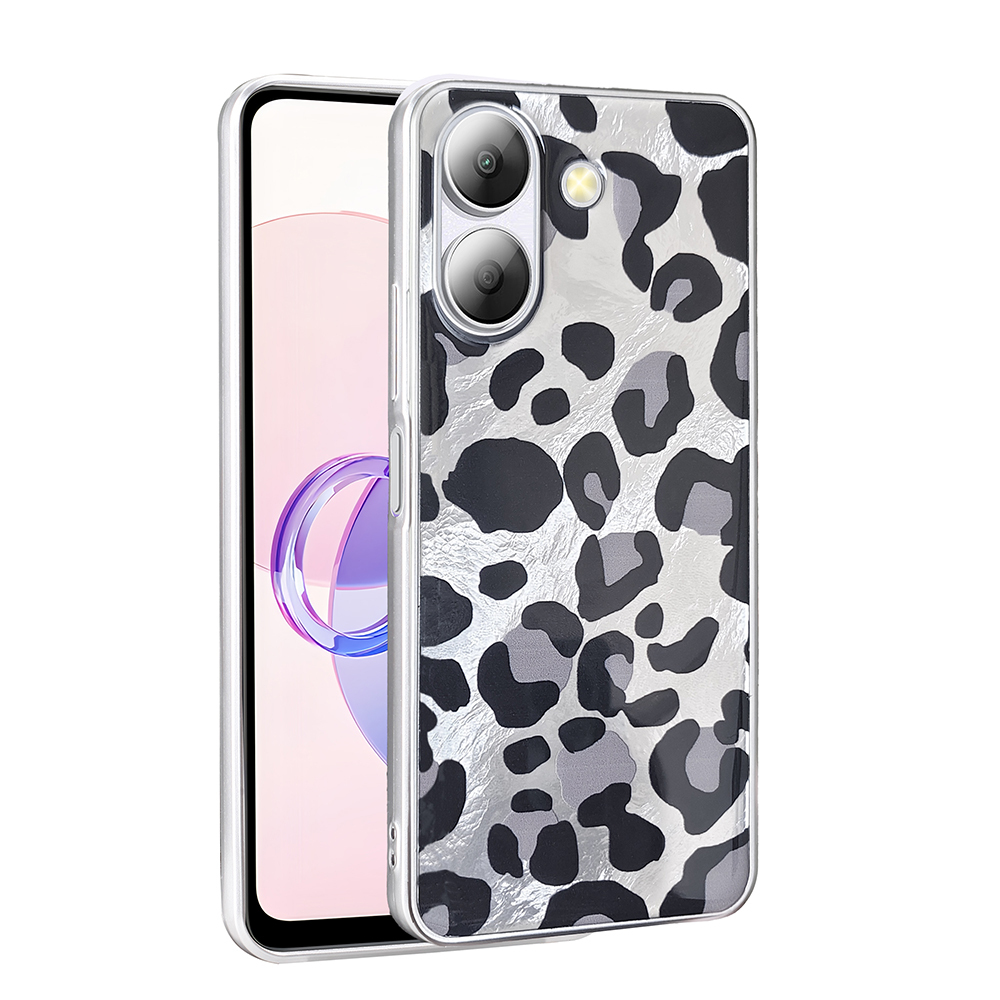 Xiaomi Uyumlu  Redmi 13C Kılıf Desenli Zore Mep Kapak-Gri leopar