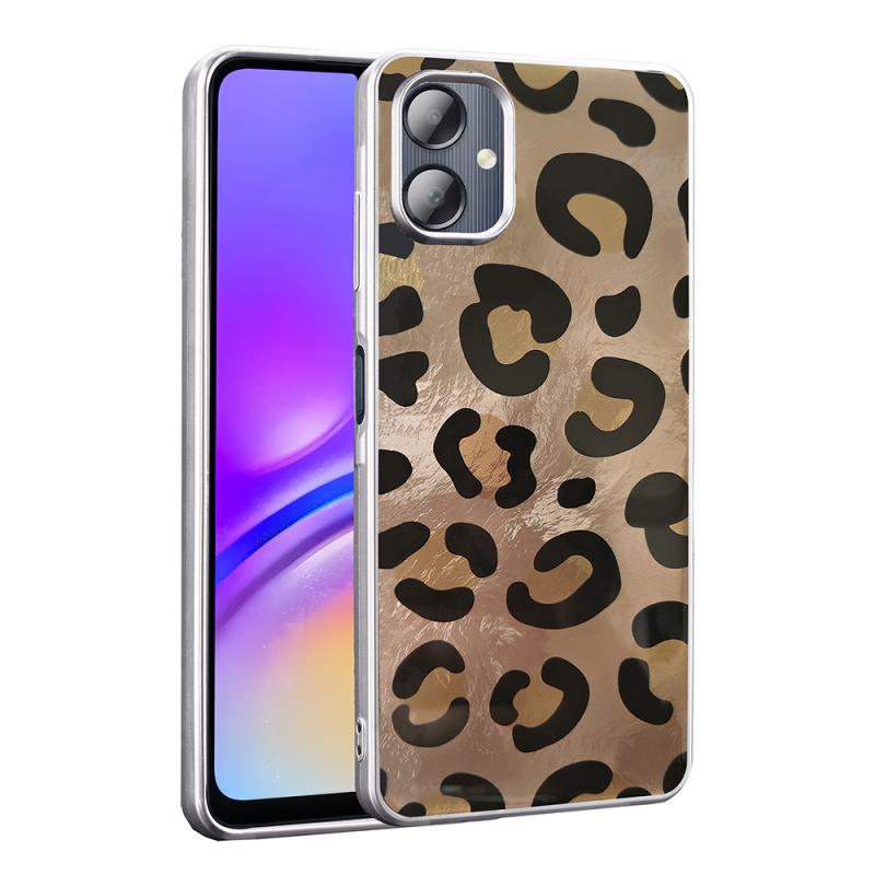 Galaxy Uyumlu A06 Kılıf Desenli Zore Mep Kapak-Gold leopar